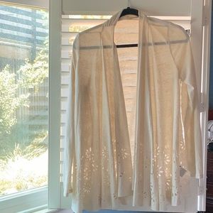 From Anthro: Meadow Rue linen blend heather oatmeal cardigan- S